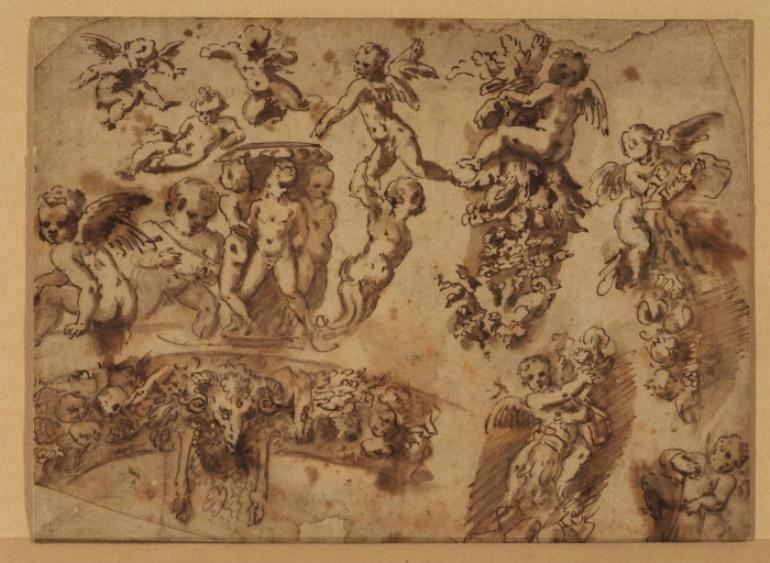 Wikioo.org - The Encyclopedia of Fine Arts - Painting, Artwork by Pietro Da Cortona - Sheet of studies of ornamental motifs