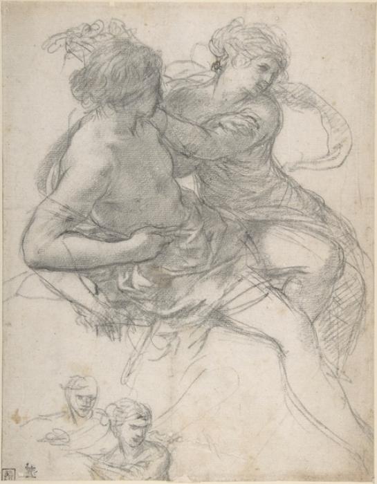 Wikioo.org - The Encyclopedia of Fine Arts - Painting, Artwork by Pietro Da Cortona - Study of Two Figures for the Age of Gold