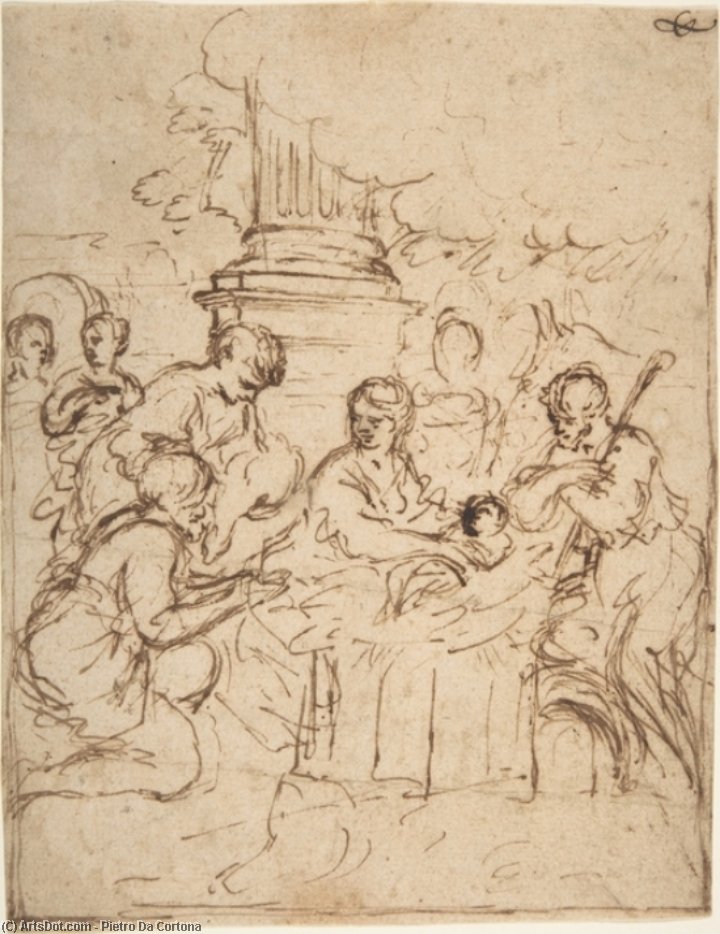 Wikioo.org - The Encyclopedia of Fine Arts - Painting, Artwork by Pietro Da Cortona - The Adoration of the Shepherds