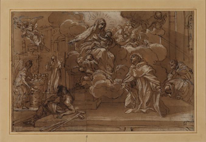Wikioo.org - The Encyclopedia of Fine Arts - Painting, Artwork by Pietro Da Cortona - Virgin in Glory with adoring saint