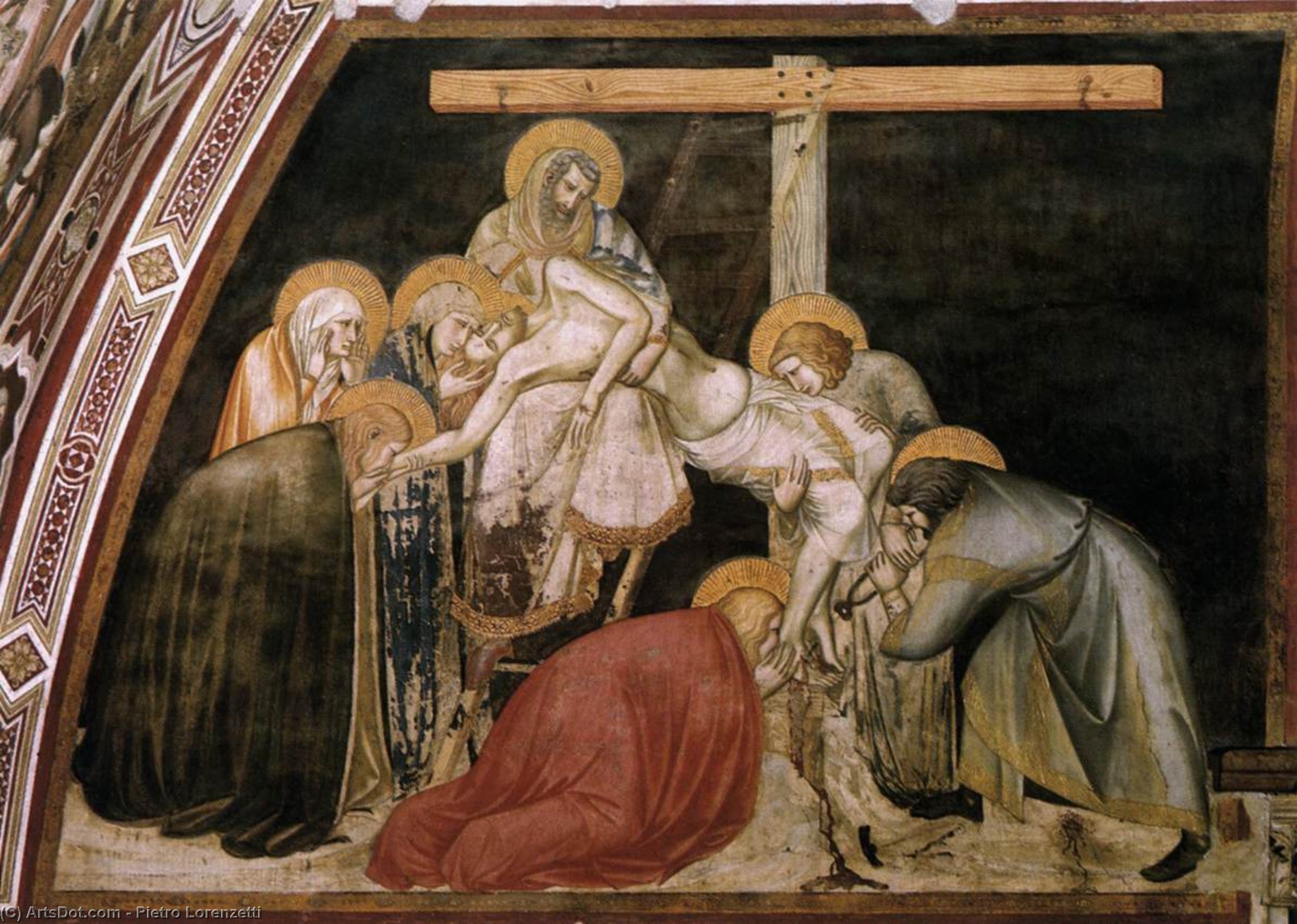 Wikioo.org - The Encyclopedia of Fine Arts - Painting, Artwork by Pietro Lorenzetti - Deposition of Christ from the Cross 1