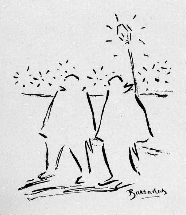 Wikioo.org - Encyklopedia Sztuk Pięknych - Malarstwo, Grafika Rafael Barradas - Carers of the order. Night silhouettes