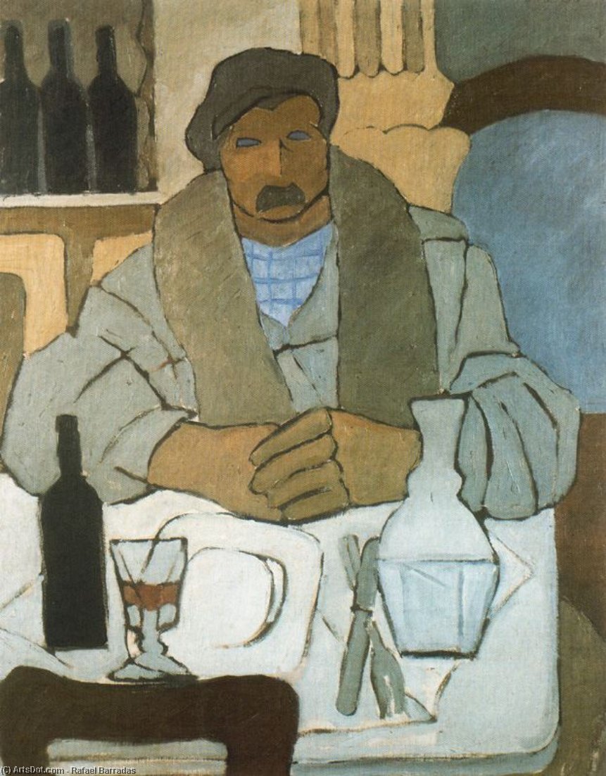 WikiOO.org - Encyclopedia of Fine Arts - Maľba, Artwork Rafael Barradas - Man in the tavern