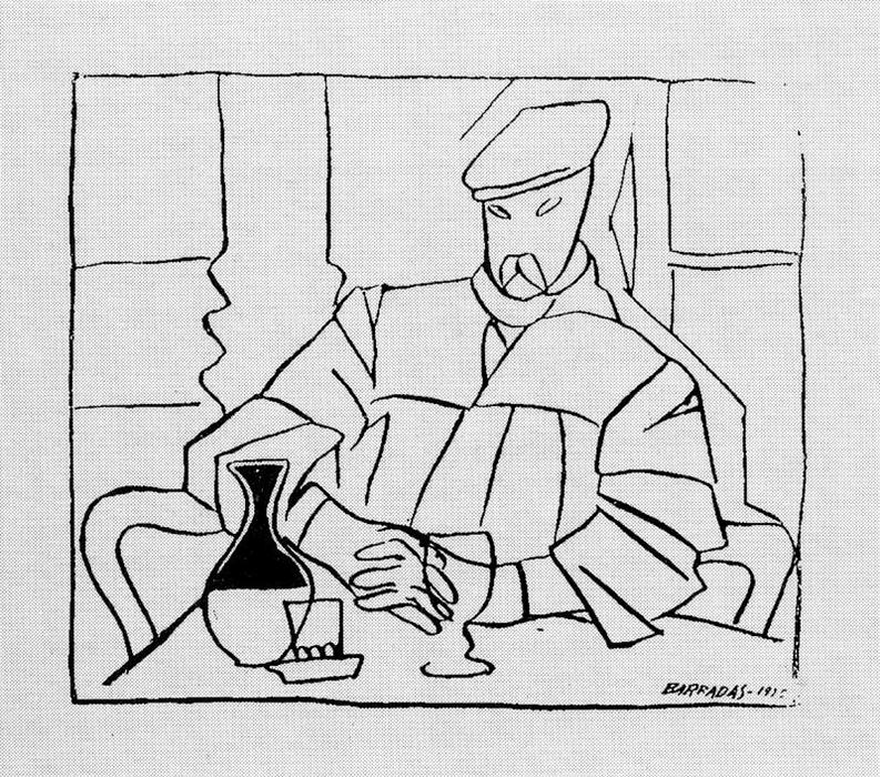 WikiOO.org - دایره المعارف هنرهای زیبا - نقاشی، آثار هنری Rafael Barradas - Man sitting in a cafe