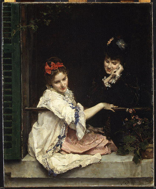 Wikioo.org - The Encyclopedia of Fine Arts - Painting, Artwork by Raimundo De Madrazo Y Garreta - Girls at a Window