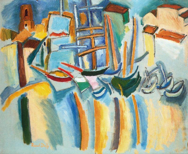 WikiOO.org - Encyclopedia of Fine Arts - Maleri, Artwork Raoul Dufy - Boats moored at the dock in Marseille