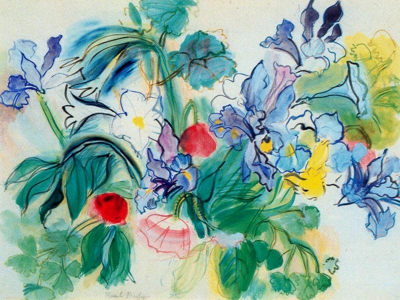 WikiOO.org - Encyclopedia of Fine Arts - Malba, Artwork Raoul Dufy - Bouquet of lilies and poppies
