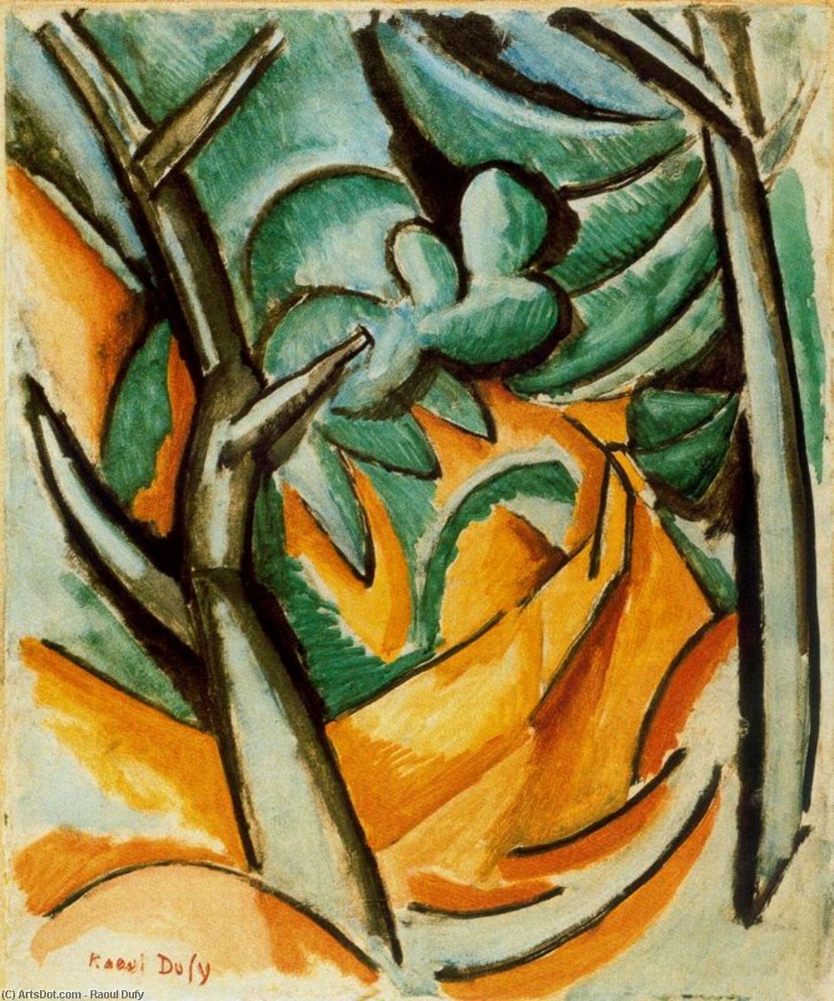 Wikioo.org – La Enciclopedia de las Bellas Artes - Pintura, Obras de arte de Raoul Dufy - verde arboles en el Estaque