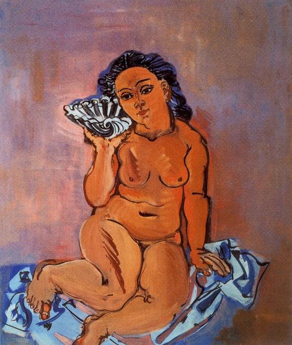 WikiOO.org - Enciclopédia das Belas Artes - Pintura, Arte por Raoul Dufy - Nude with shell