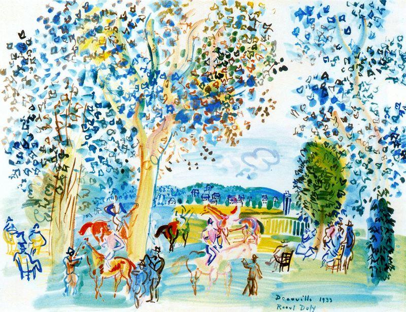 Wikioo.org – La Enciclopedia de las Bellas Artes - Pintura, Obras de arte de Raoul Dufy - Paddock en Barcos deauville