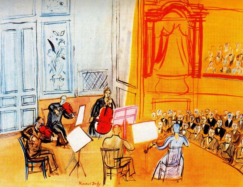 Wikioo.org - Bách khoa toàn thư về mỹ thuật - Vẽ tranh, Tác phẩm nghệ thuật Raoul Dufy - Red Cello Quintet