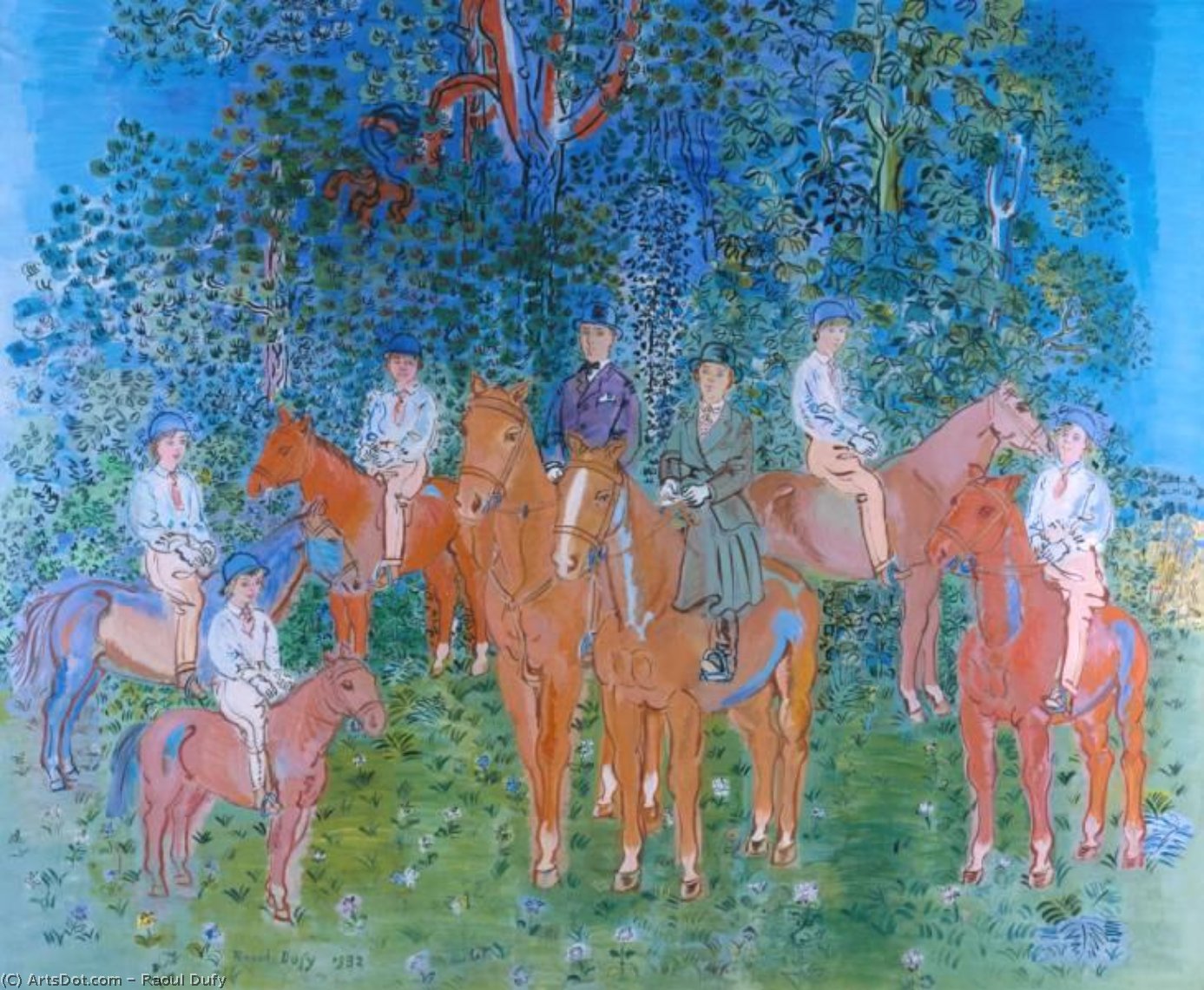 Wikioo.org - สารานุกรมวิจิตรศิลป์ - จิตรกรรม Raoul Dufy - The Kessler Family on Horseback 1