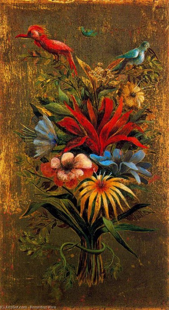 Wikioo.org - The Encyclopedia of Fine Arts - Painting, Artwork by Remedios Varo - Floral bouquet with birds
