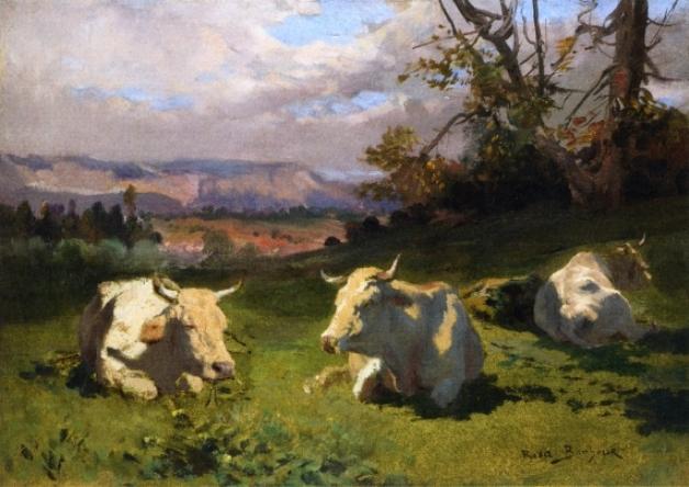 Wikoo.org - موسوعة الفنون الجميلة - اللوحة، العمل الفني Rosa Bonheur - Cows Resting