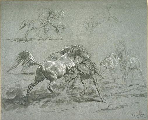 Wikioo.org - Encyklopedia Sztuk Pięknych - Malarstwo, Grafika Rosa Bonheur - Horses fighting