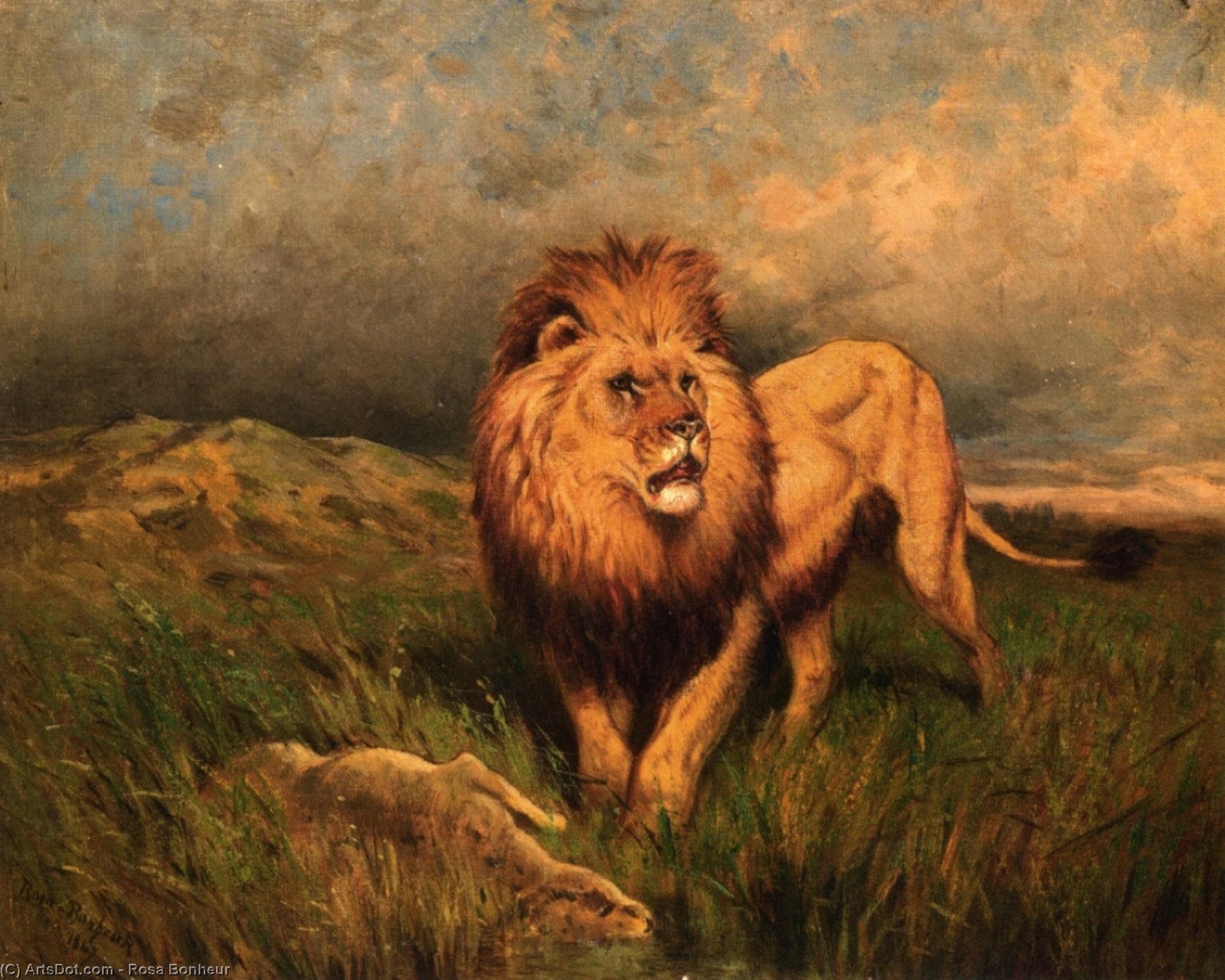 Wikioo.org - สารานุกรมวิจิตรศิลป์ - จิตรกรรม Rosa Bonheur - Lion and Prey (aka The Kill)
