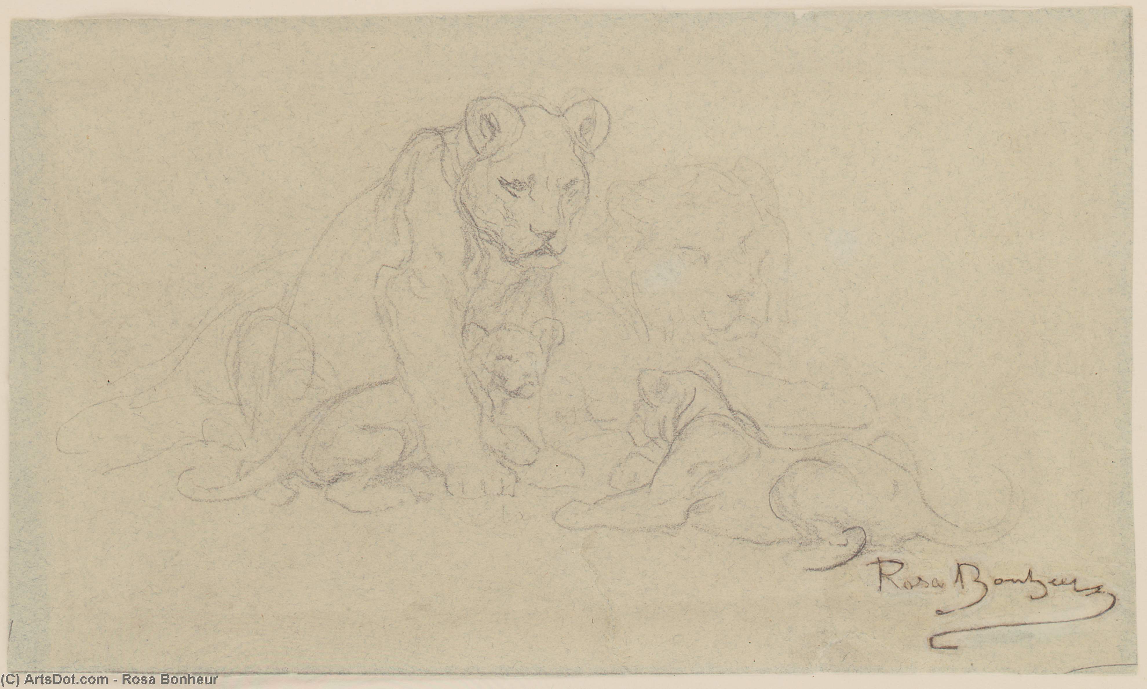 WikiOO.org – 美術百科全書 - 繪畫，作品 Rosa Bonheur - 狮子的骄傲