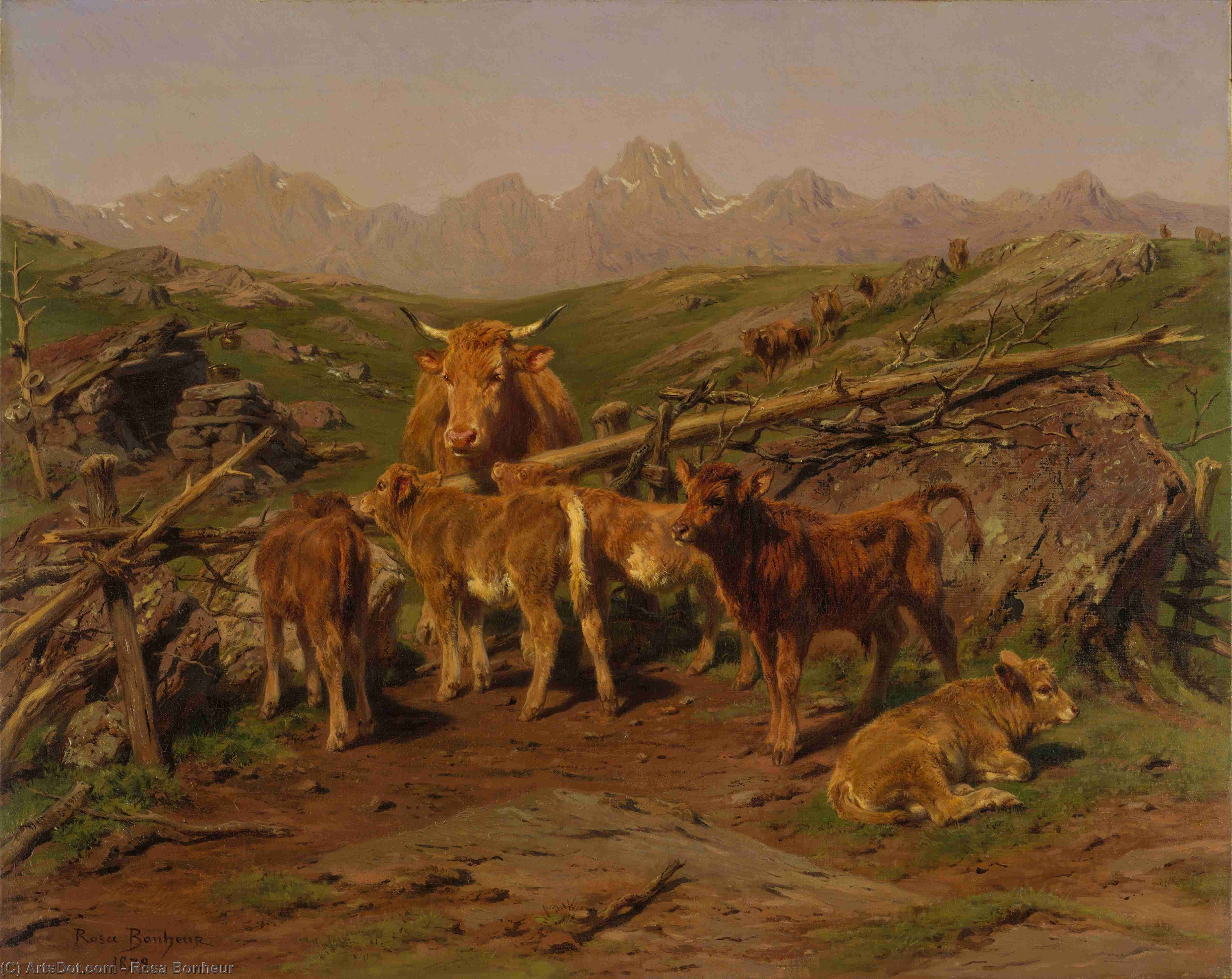 Wikioo.org - The Encyclopedia of Fine Arts - Painting, Artwork by Rosa Bonheur - Weaning the Calves