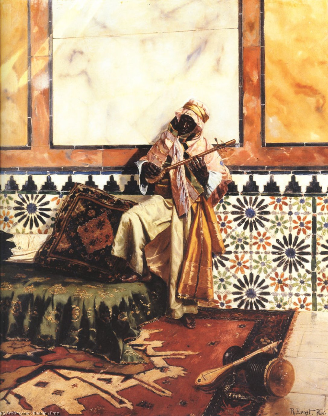 WikiOO.org - Енциклопедия за изящни изкуства - Живопис, Произведения на изкуството Rudolph Ernst - Gnaoua in a North African Interior