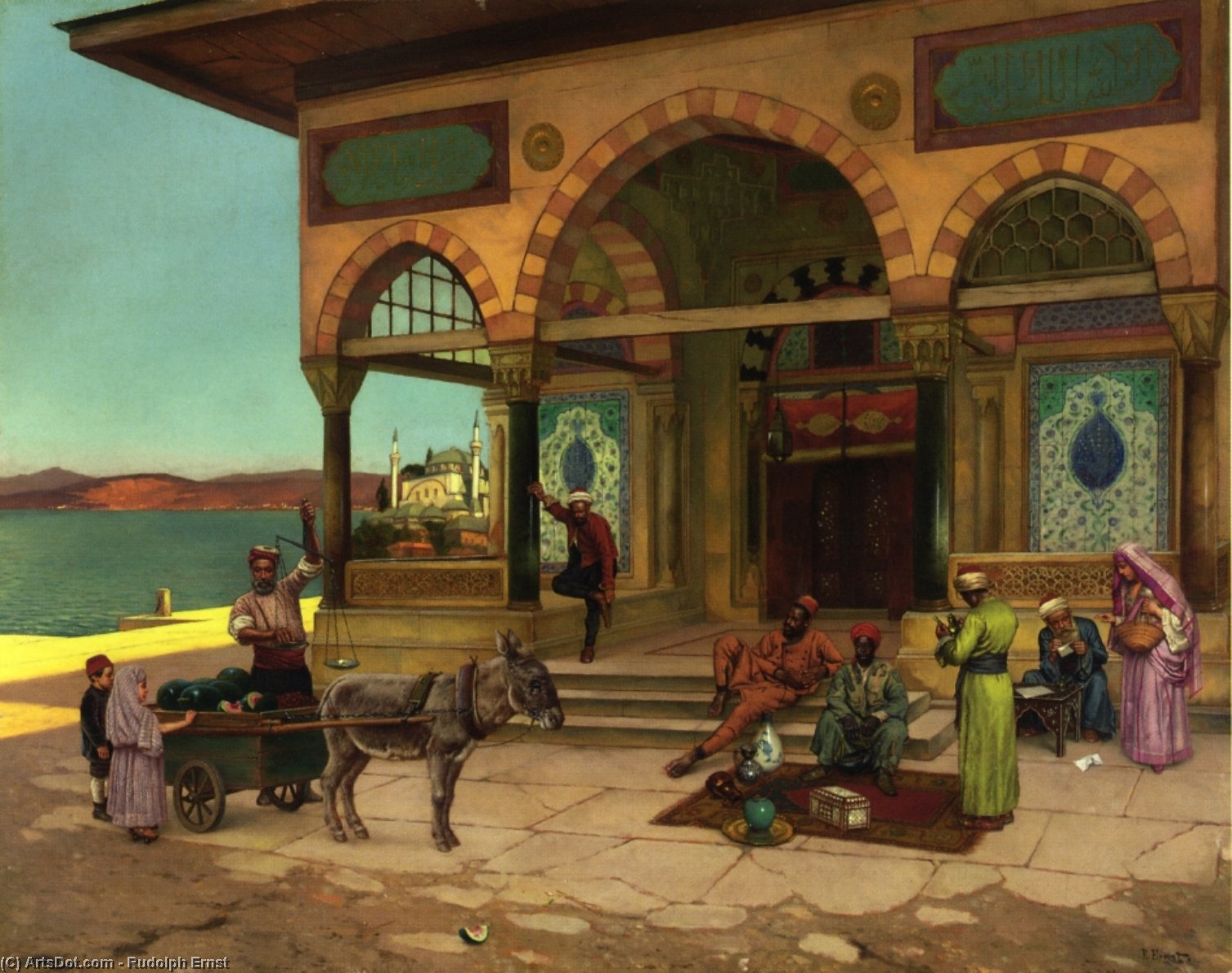 Wikioo.org - The Encyclopedia of Fine Arts - Painting, Artwork by Rudolph Ernst - Outside the Selim Taibe, Constantinople