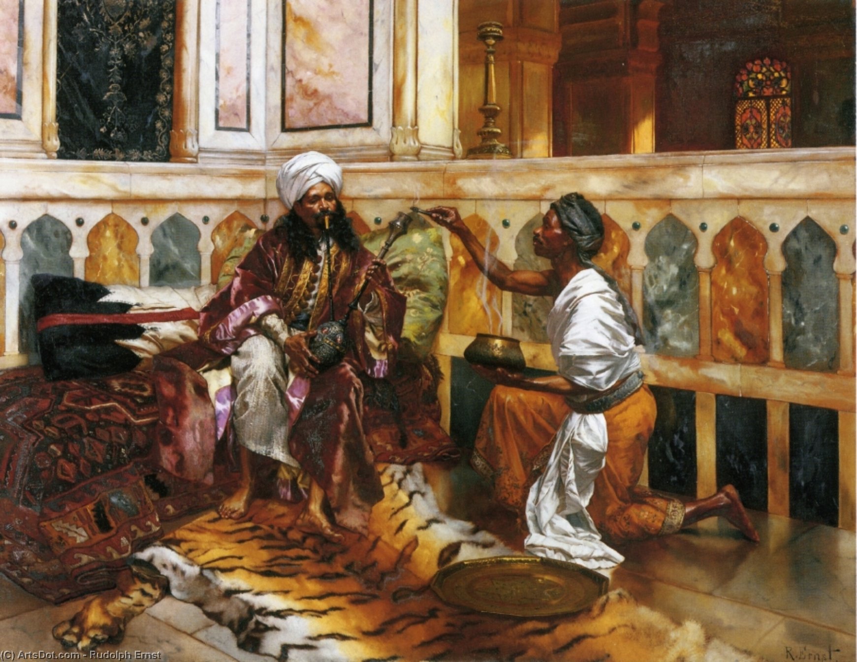 Wikioo.org - The Encyclopedia of Fine Arts - Painting, Artwork by Rudolph Ernst - Preparing the Hookah