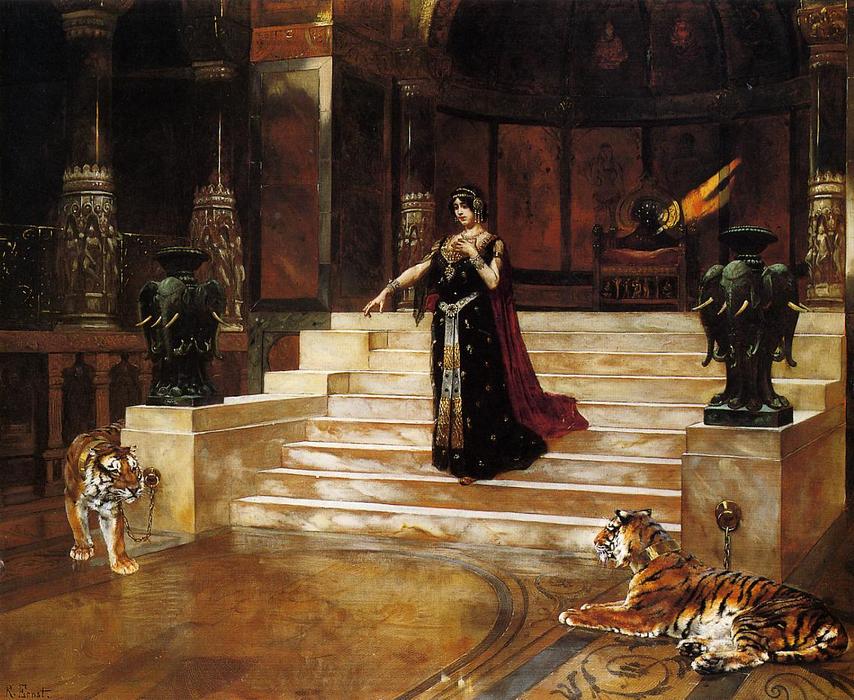 Wikioo.org - The Encyclopedia of Fine Arts - Painting, Artwork by Rudolph Ernst - Salome and the Tigers
