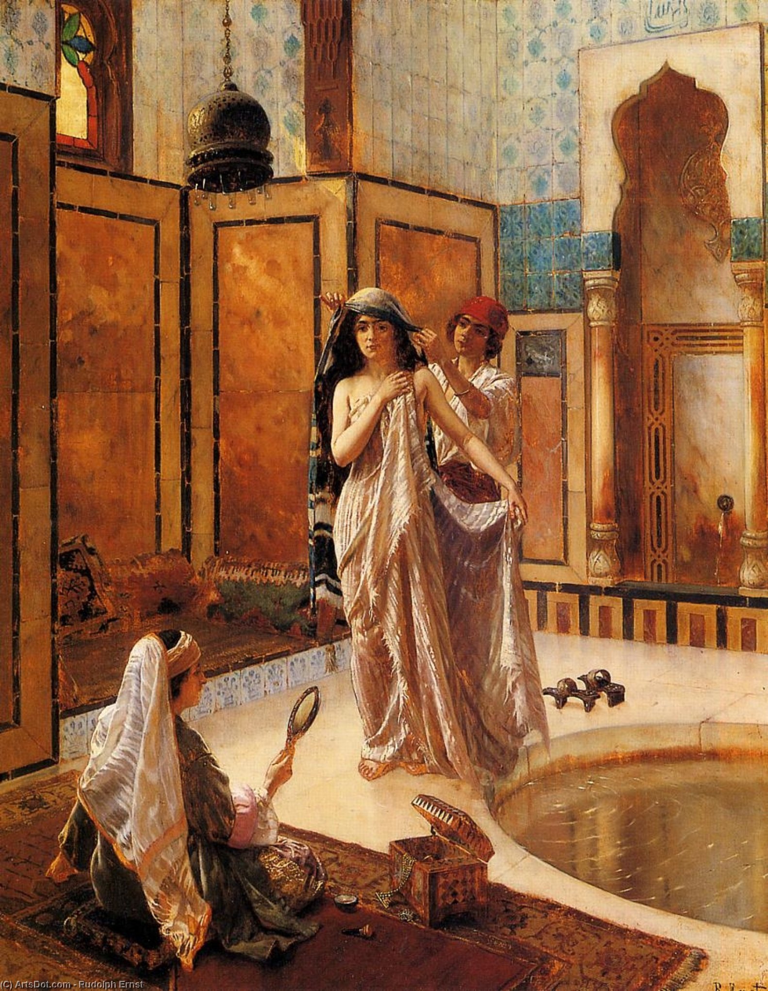 Wikioo.org - The Encyclopedia of Fine Arts - Painting, Artwork by Rudolph Ernst - The Harem Bath