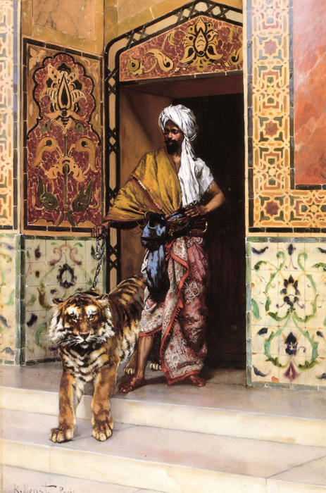 Wikioo.org - The Encyclopedia of Fine Arts - Painting, Artwork by Rudolph Ernst - The Pasha's Favourite Tiger