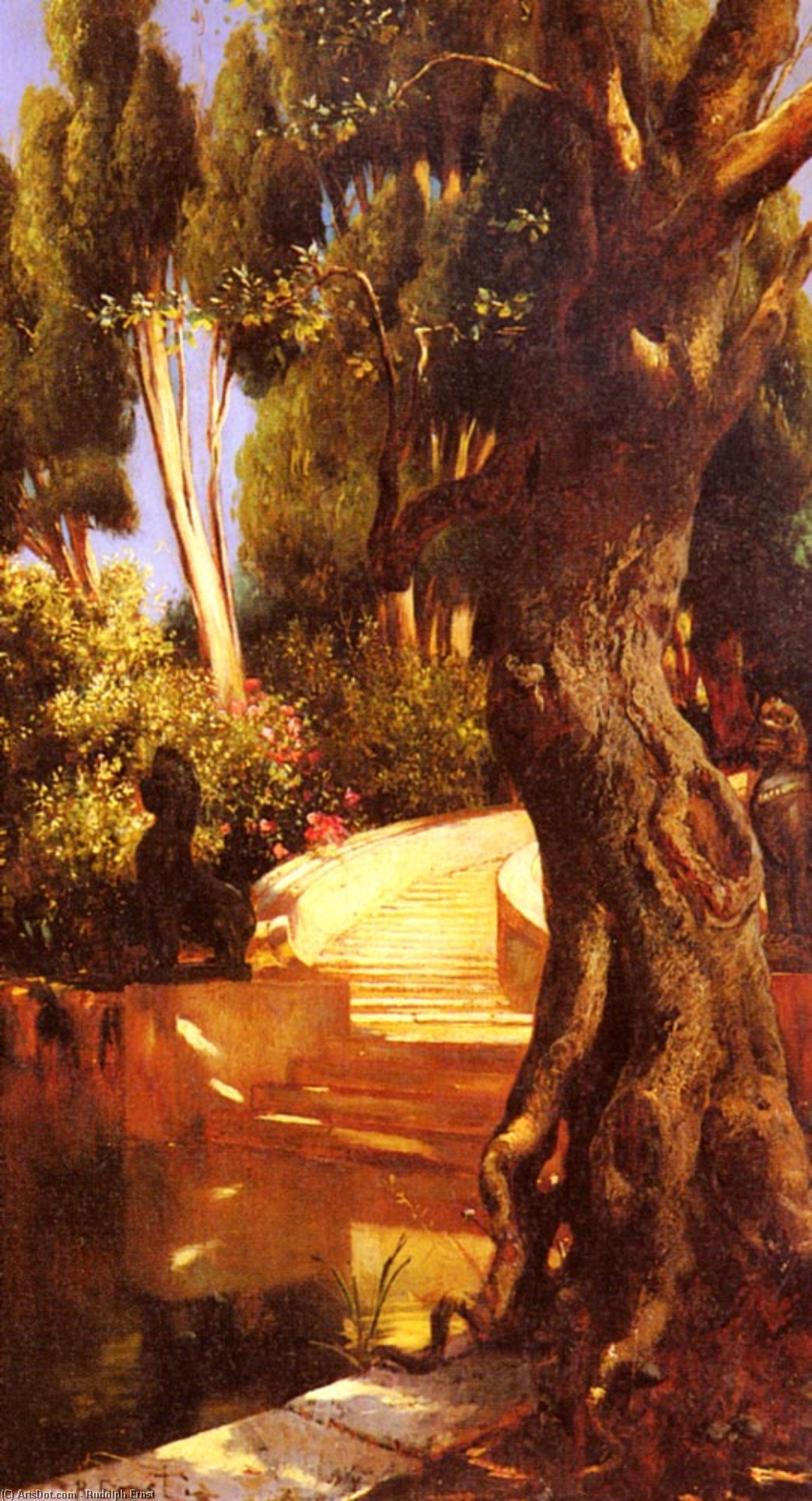 Wikioo.org - The Encyclopedia of Fine Arts - Painting, Artwork by Rudolph Ernst - The Staircase Under The Trees