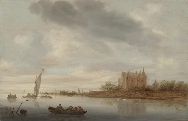 WikiOO.org - دایره المعارف هنرهای زیبا - نقاشی، آثار هنری Salomon Van Ruysdael - Castle on a River