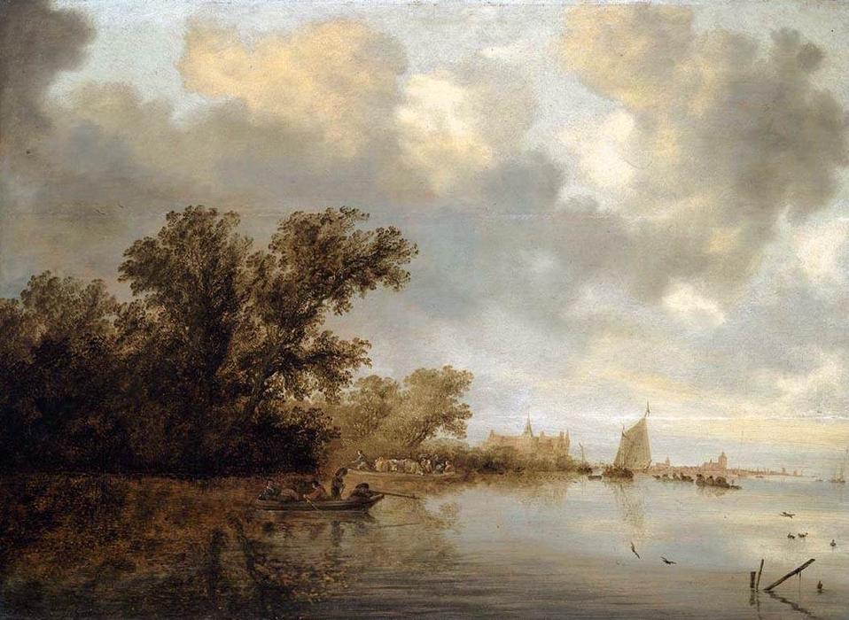 WikiOO.org - دایره المعارف هنرهای زیبا - نقاشی، آثار هنری Salomon Van Ruysdael - River Landscape 1