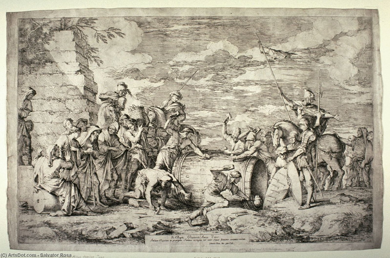 WikiOO.org - Encyclopedia of Fine Arts - Maalaus, taideteos Salvator Rosa - Death of Atilius Regulus