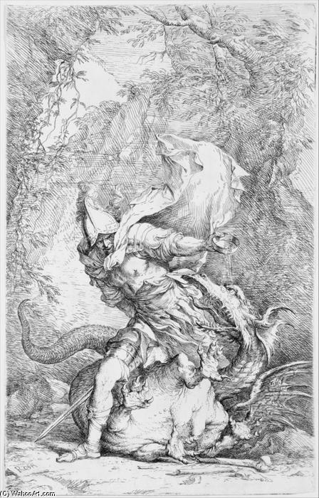 Wikioo.org - Bách khoa toàn thư về mỹ thuật - Vẽ tranh, Tác phẩm nghệ thuật Salvator Rosa - Jason and the Dragon