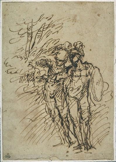WikiOO.org - Encyclopedia of Fine Arts - Lukisan, Artwork Salvator Rosa - Two warriors talking