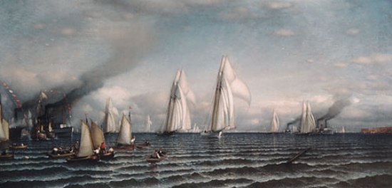 Wikioo.org - The Encyclopedia of Fine Arts - Painting, Artwork by Samuel Coleman Junior - Finish­­First International Race for America's Cup, August 8, 1870