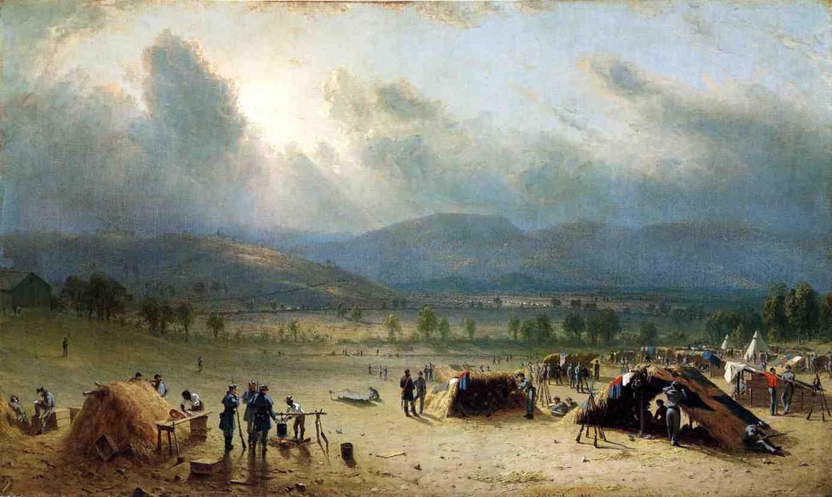 WikiOO.org - Enciklopedija dailės - Tapyba, meno kuriniai Sanford Robinson Gifford - Camp of the Seventh Regiment, near Frederick, Maryland, in July 1863