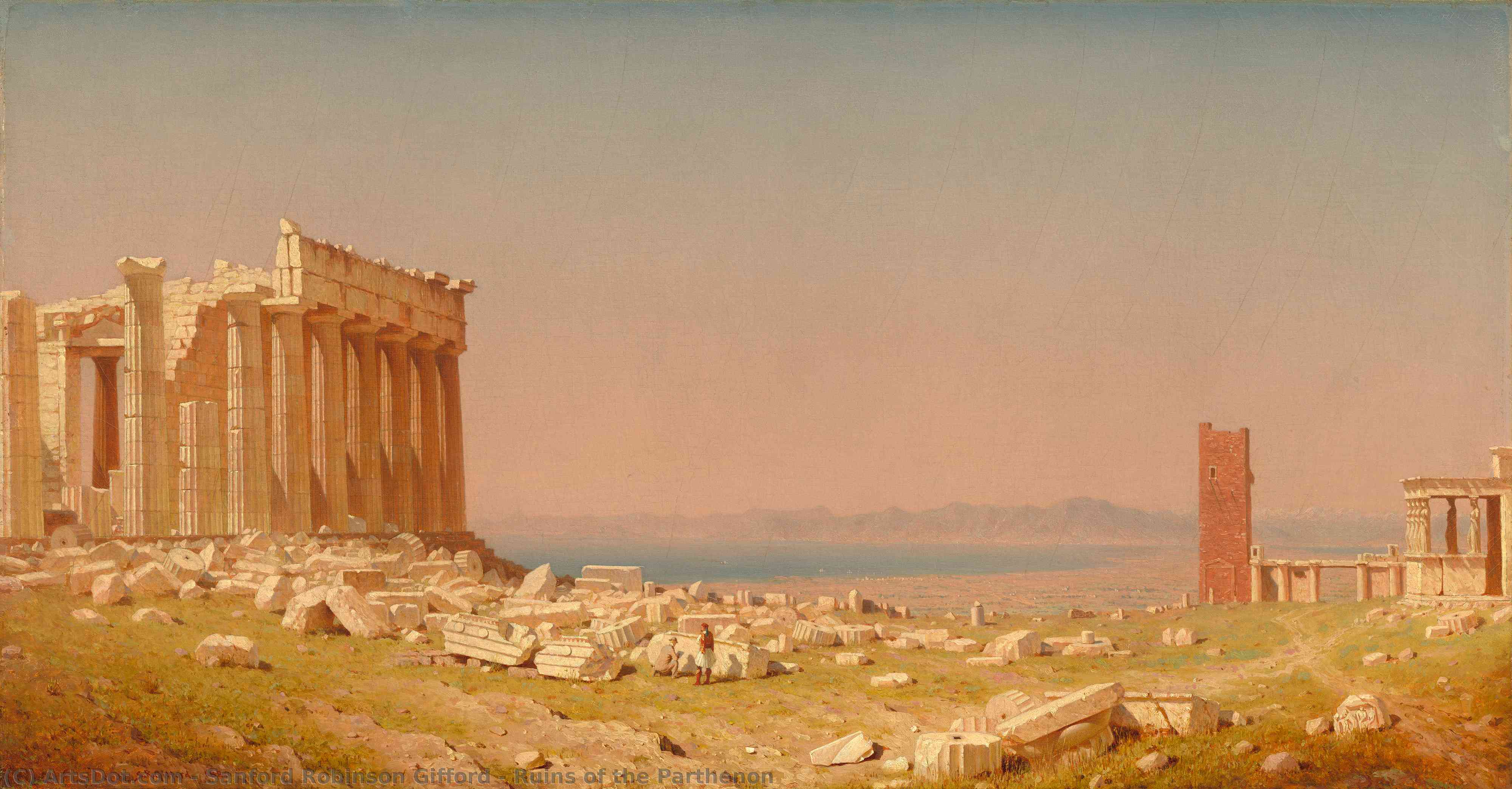 WikiOO.org - Encyclopedia of Fine Arts - Maleri, Artwork Sanford Robinson Gifford - Ruins of the Parthenon
