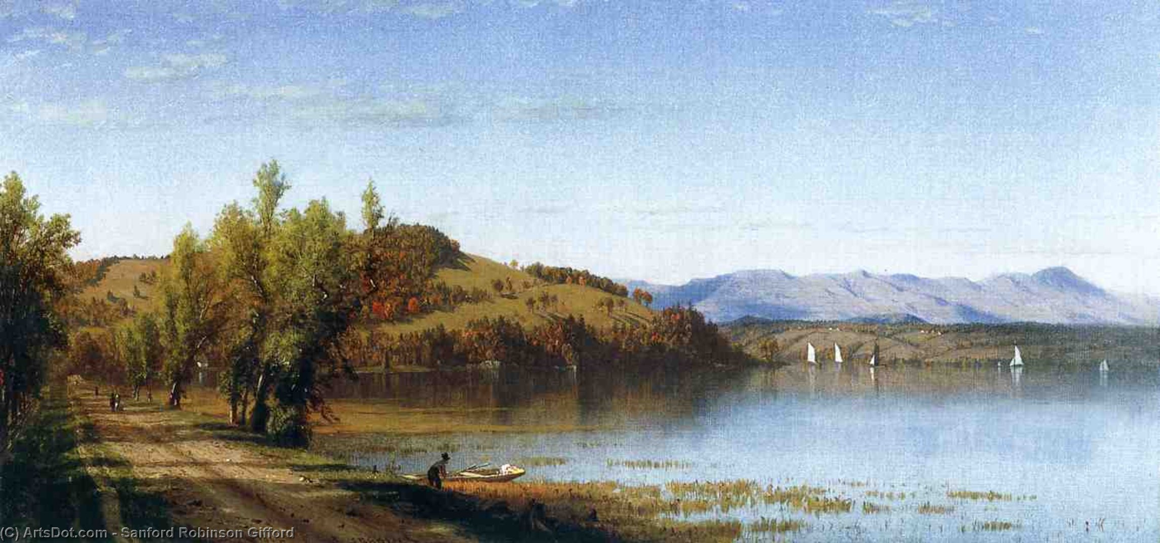 WikiOO.org - Encyclopedia of Fine Arts - Maleri, Artwork Sanford Robinson Gifford - South Bay, on the Hudson, near Hudson, New York