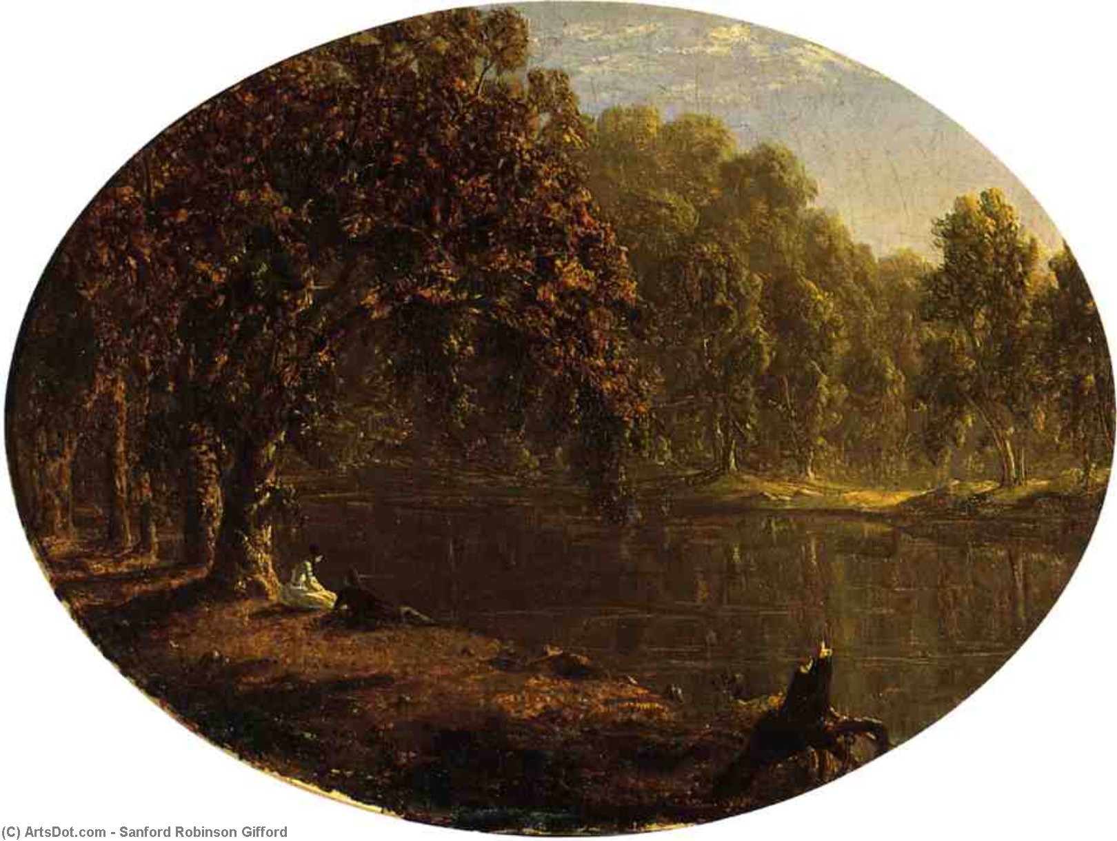 WikiOO.org - אנציקלופדיה לאמנויות יפות - ציור, יצירות אמנות Sanford Robinson Gifford - The River-Bank