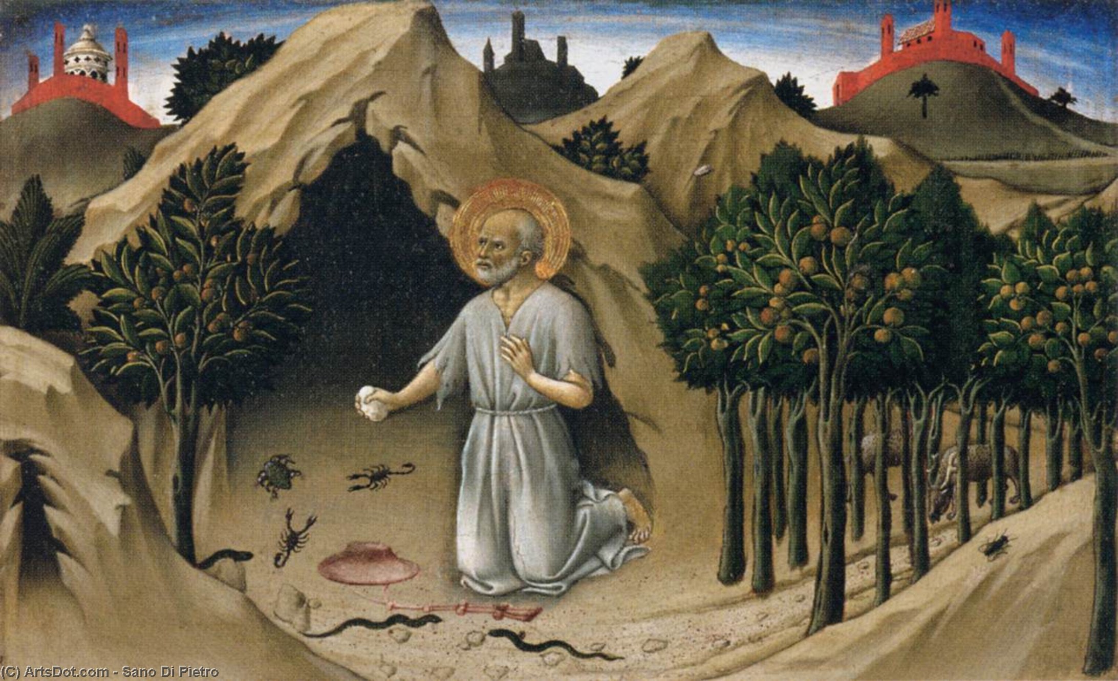 Wikioo.org - The Encyclopedia of Fine Arts - Painting, Artwork by Sano Di Pietro - Scenes from the Life of St Jerome