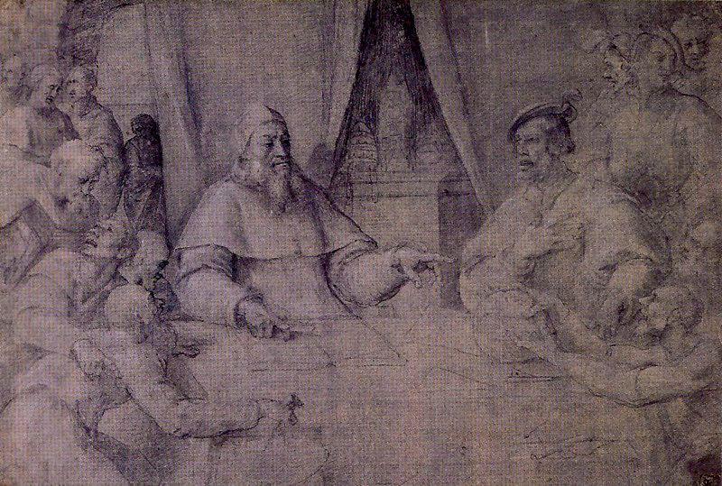 Wikioo.org - สารานุกรมวิจิตรศิลป์ - จิตรกรรม Sebastiano Del Piombo - Clement VII and Charles V