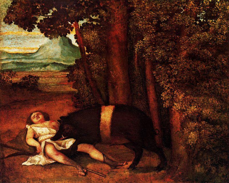 Wikioo.org - สารานุกรมวิจิตรศิลป์ - จิตรกรรม Sebastiano Del Piombo - Death of Adonis