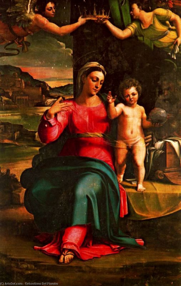 Wikioo.org - สารานุกรมวิจิตรศิลป์ - จิตรกรรม Sebastiano Del Piombo - Holy Family in a landscape