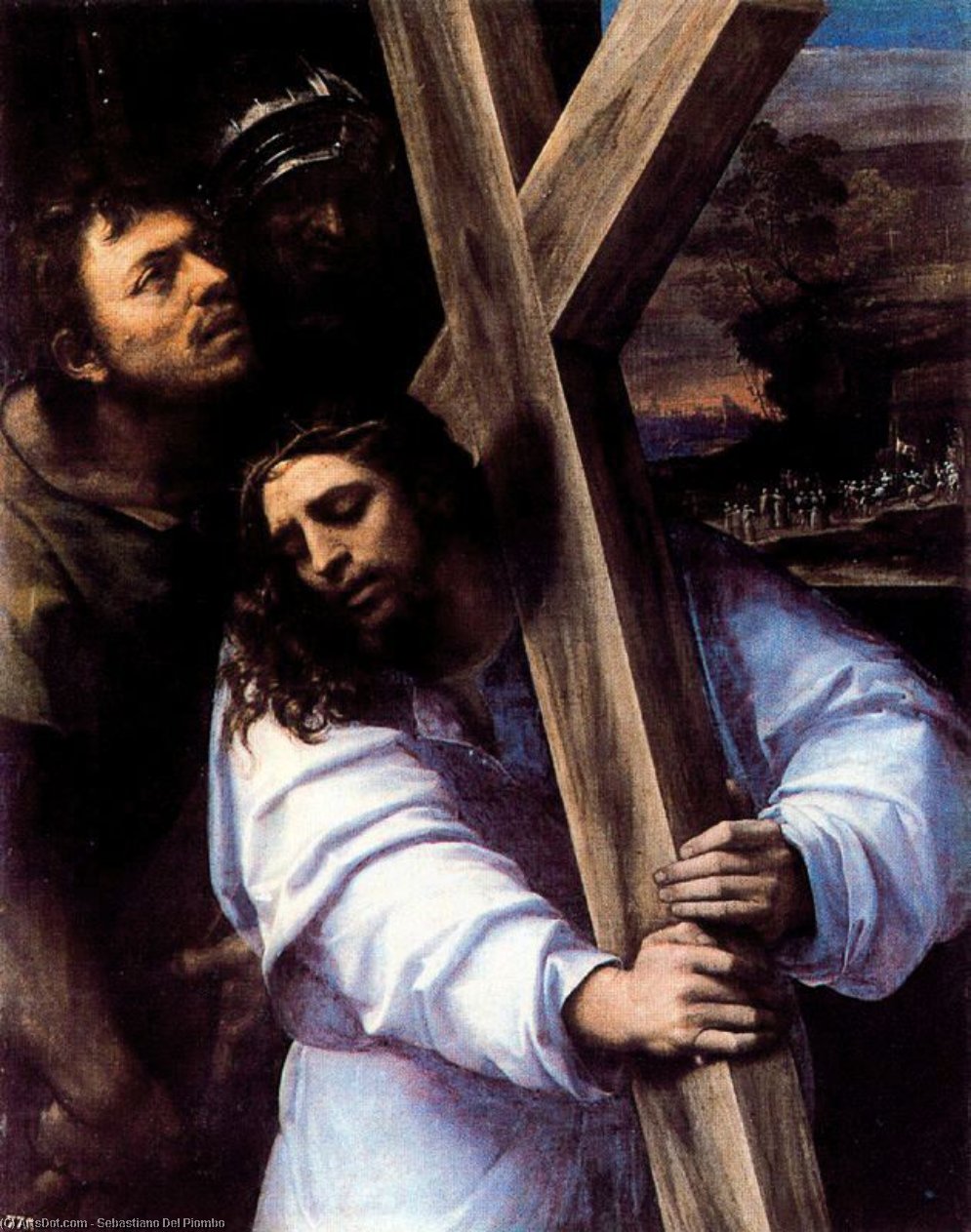 WikiOO.org - Encyclopedia of Fine Arts - Festés, Grafika Sebastiano Del Piombo - Jesus and the Cross