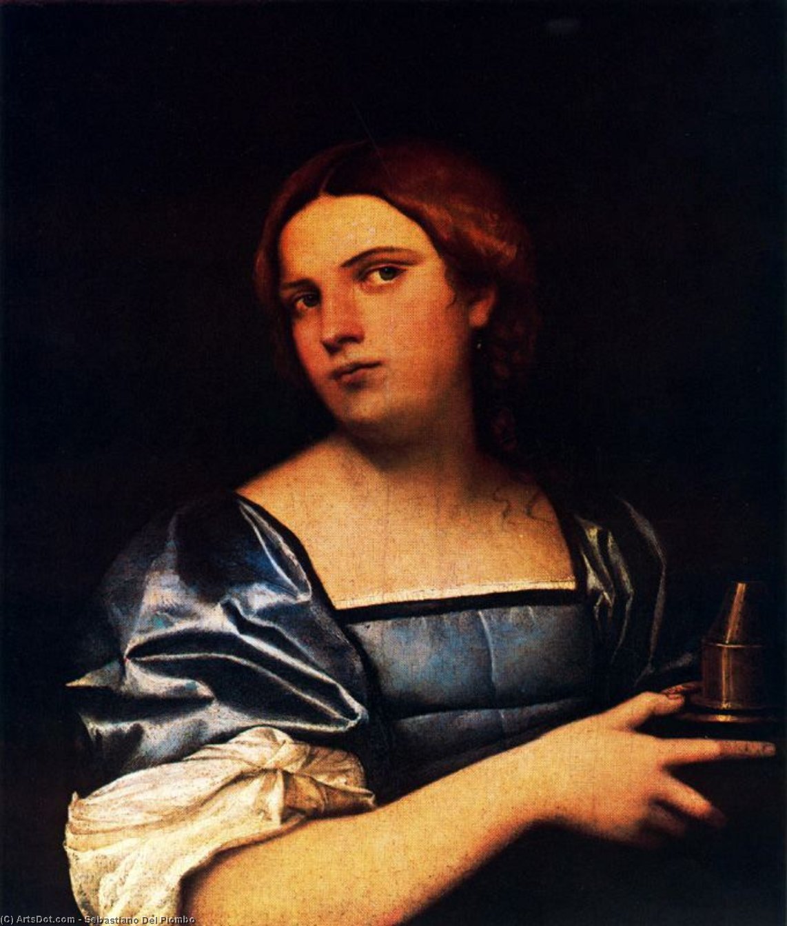 WikiOO.org - Encyclopedia of Fine Arts - Festés, Grafika Sebastiano Del Piombo - Portrait of a lady as a wise virgin
