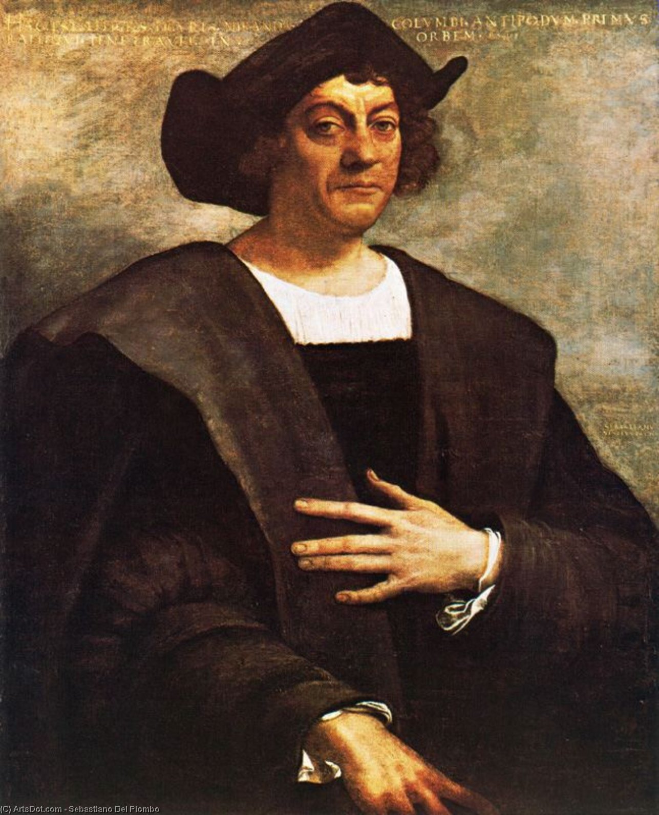 Wikioo.org - The Encyclopedia of Fine Arts - Painting, Artwork by Sebastiano Del Piombo - Portrait of Christopher Columbus