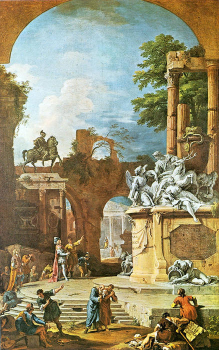 Wikioo.org - The Encyclopedia of Fine Arts - Painting, Artwork by Sebastiano Ricci - Allegorical Tomb of the Duke of Devonshire