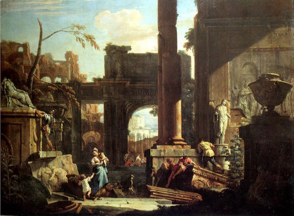 Wikioo.org - The Encyclopedia of Fine Arts - Painting, Artwork by Sebastiano Ricci - Classical Ruins and Figures
