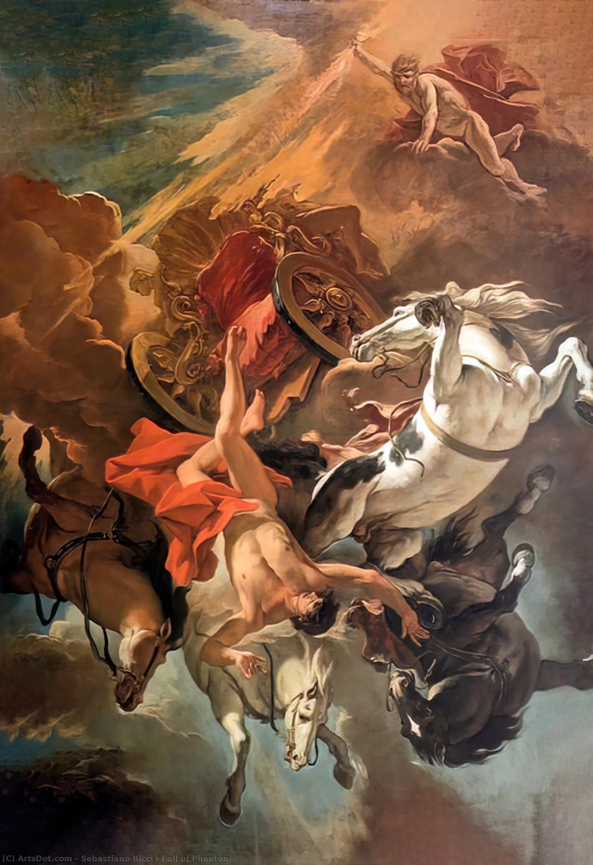 WikiOO.org - Enciklopedija dailės - Tapyba, meno kuriniai Sebastiano Ricci - Fall of Phaeton