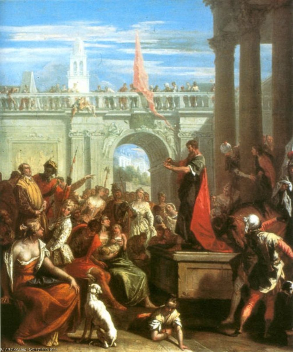 WikiOO.org - Енциклопедия за изящни изкуства - Живопис, Произведения на изкуството Sebastiano Ricci - Preaching of St Paul